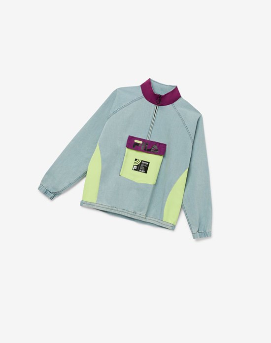 Fila Doug 1/4 Zip Track Top 470 Denim | VZPQU-4096