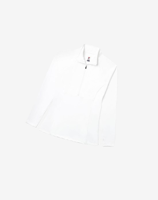 Fila Essentials 1/2 Zip Białe | QYLJZ-8192